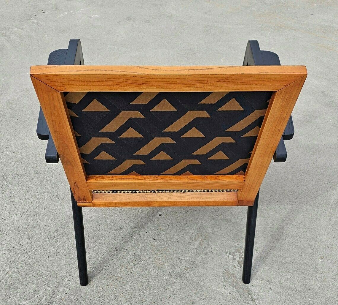 Very Rare Refurbished Mid Century Modern Armchairs In Oak Wood And Jacquard Fabric // Made In Yugoslavia In 1950s photo vinterior