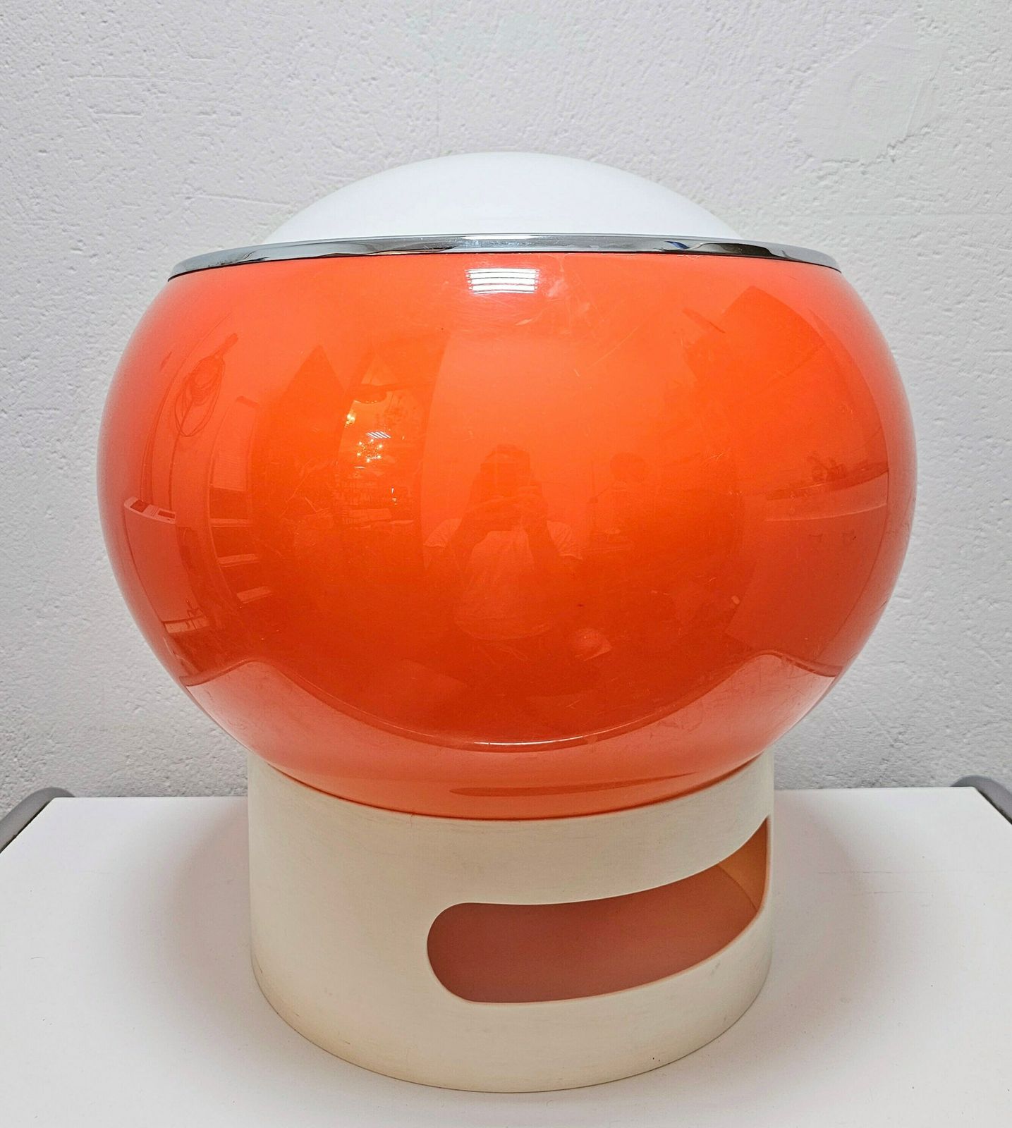 Very Rare Orange Clan Lamp By 6g Studios For Harvey Guzzini / Guzzini Lamp For Meblo / Guzzini Clan Lamp / Made In Yugoslavia In 1970s photo furniture