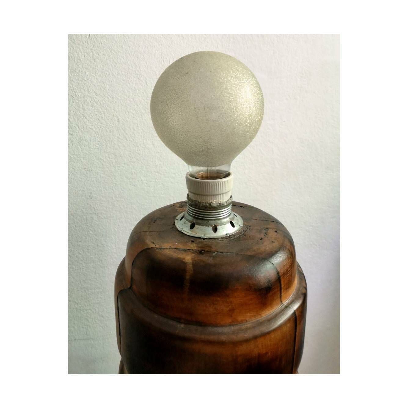 Rare Brutalist Table Lamp By Yugoslav Architect Dusan Dzamonja // Brutalist Timber Table Lamp // Made In Yugoslavia In 1970s photo for sale