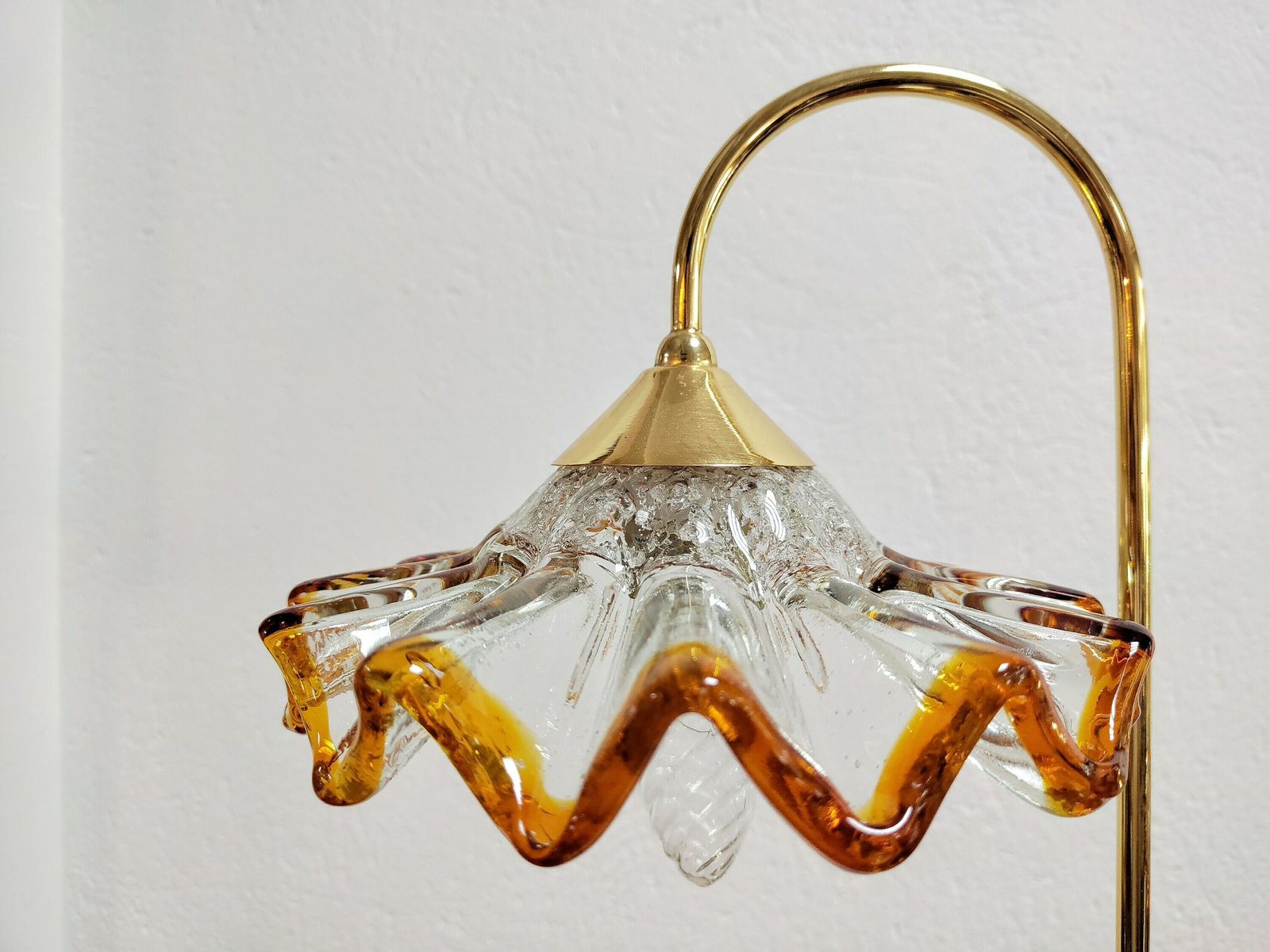 Mid Century Modern Brass Table Lamp With Murano Glass Shades By Mazzega // Murano Glass Table Lamp // Made In Italy In 1970s photo Lighting