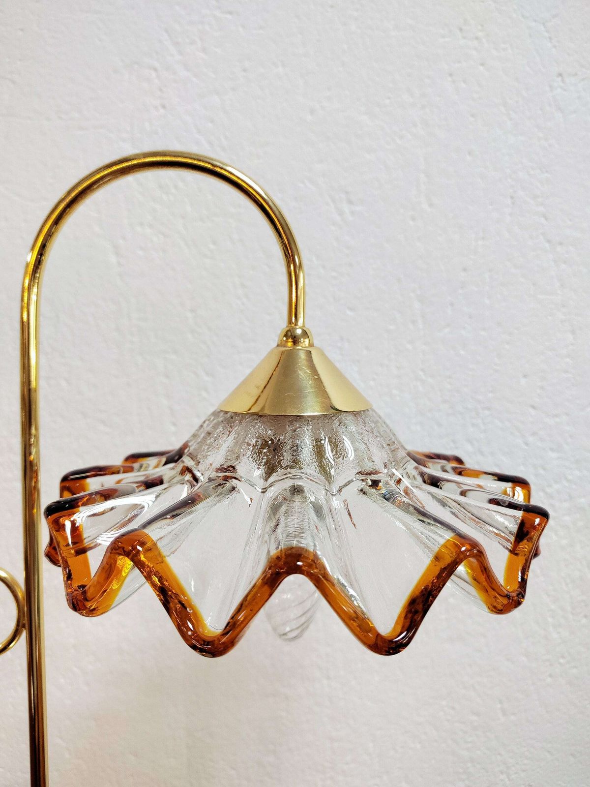 Mid Century Modern Brass Table Lamp With Murano Glass Shades By Mazzega // Murano Glass Table Lamp // Made In Italy In 1970s photo 625.0