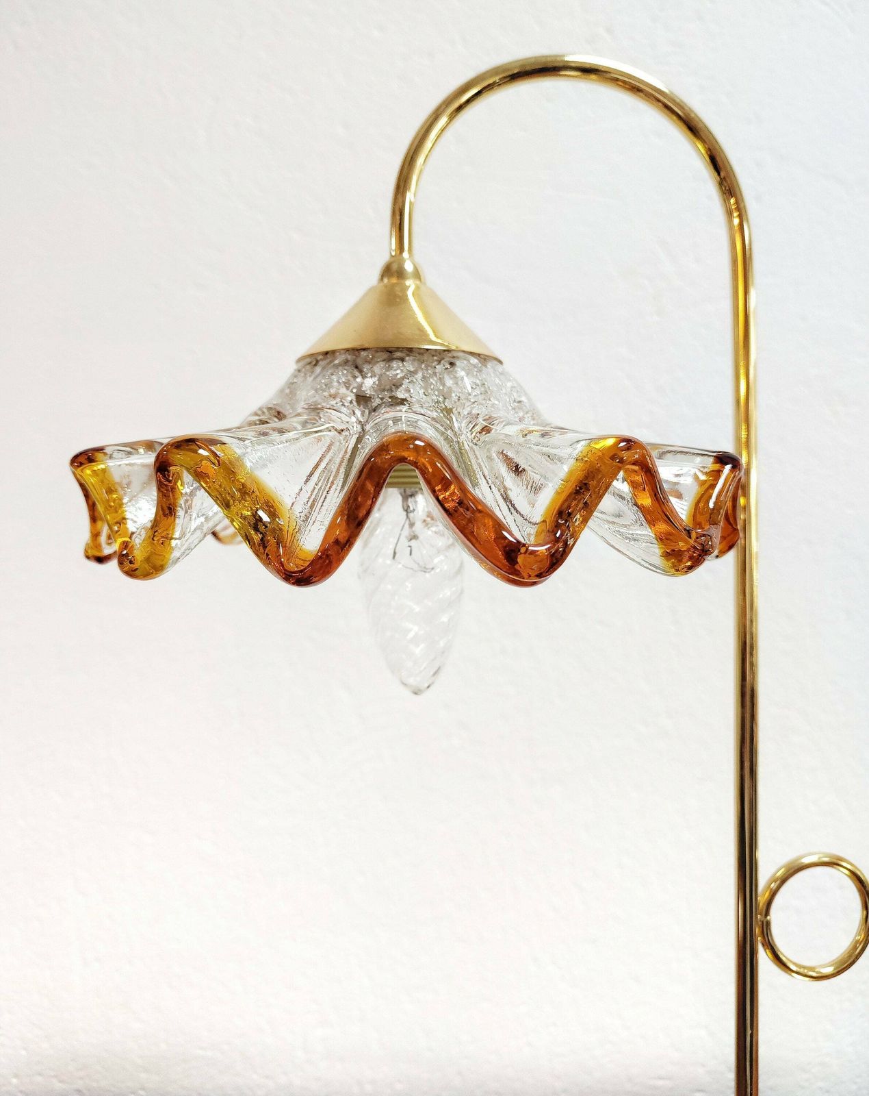 Mid Century Modern Brass Table Lamp With Murano Glass Shades By Mazzega // Murano Glass Table Lamp // Made In Italy In 1970s photo buy