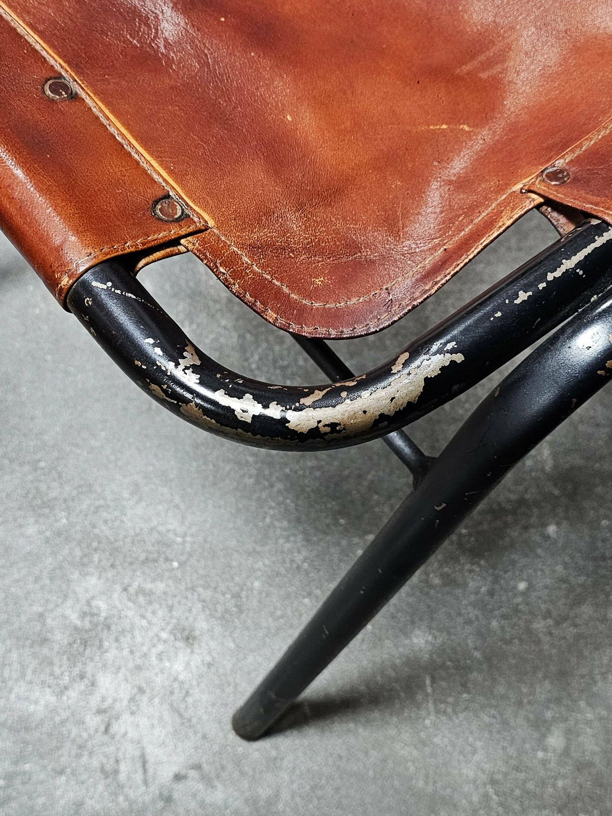 Set Of 3 Bauhaus Chairs "Les Arcs" By Charlotte Perriand, Early Edition // Cognac Leather Dining Chairs // Made In France In 1950s photo Furniture