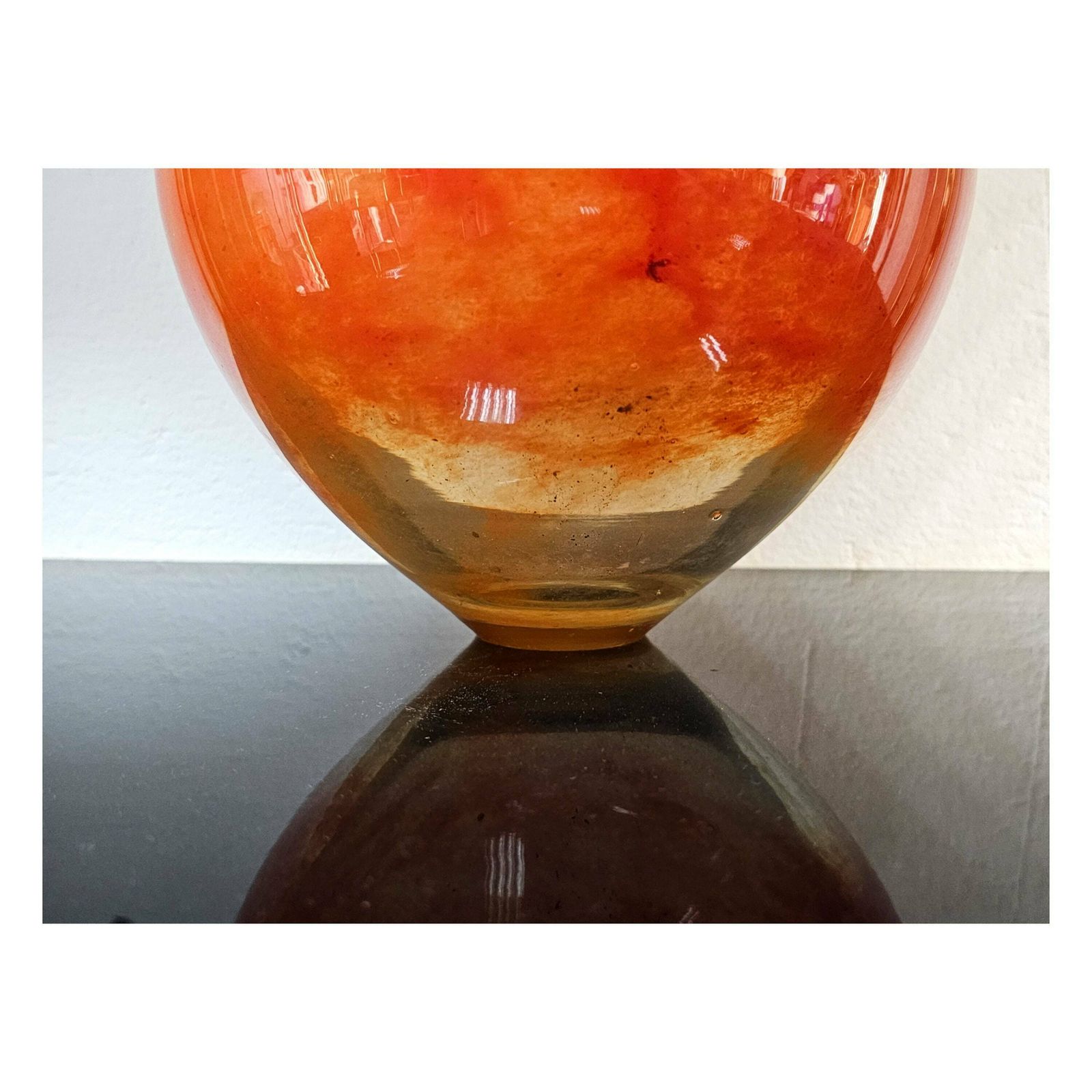 Rare Murano Glass Vase Done In Dark Orange Marble Like Glass // Stunning Murano Glass Vase // Made In Italy In 1950s photo furniture