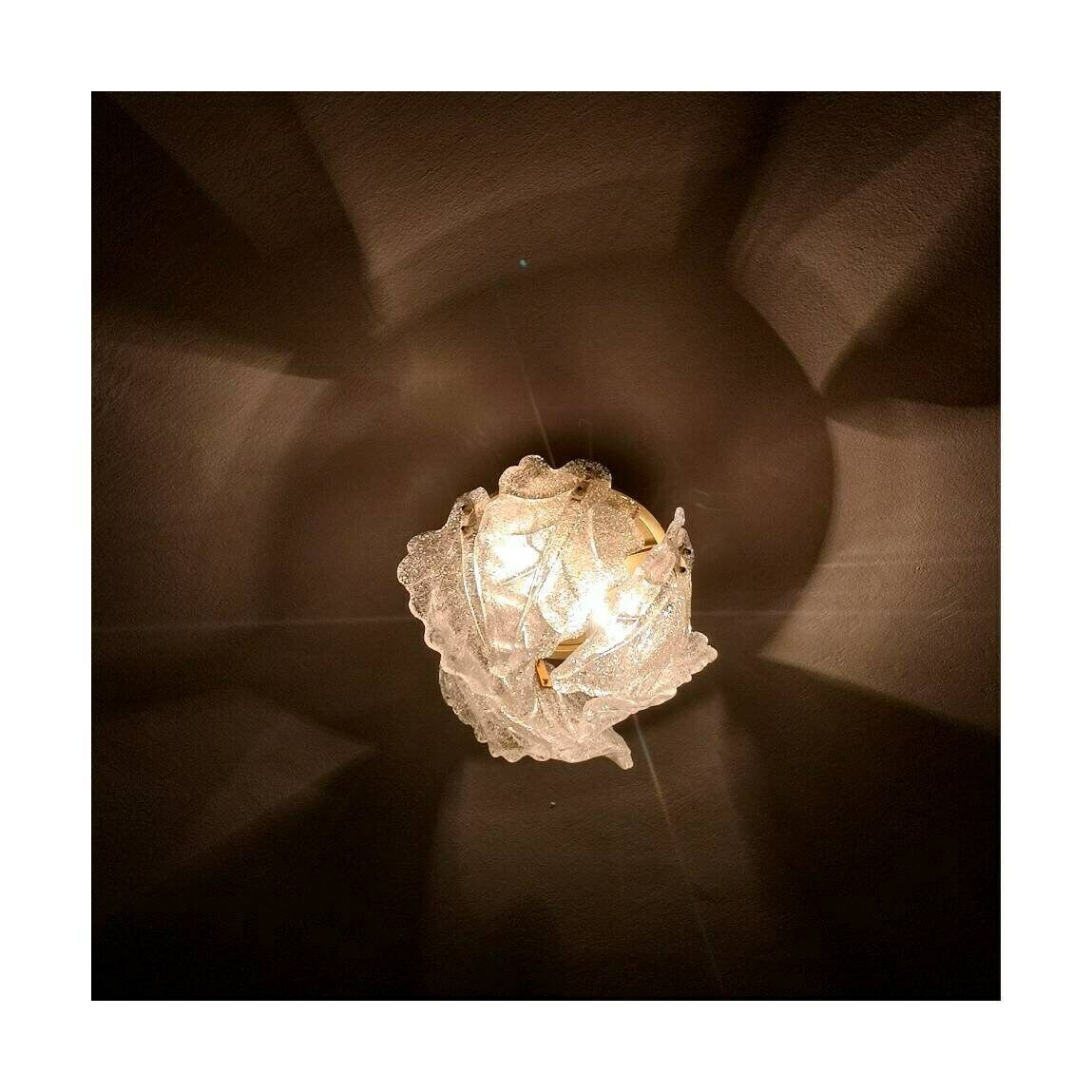 Extremly Rare Zero Quattro Flush Mount With Barovier And Taso Glass Leaves // Murano Glass Flush Mount // Made In Murano // Made In Italy photo 1600.0