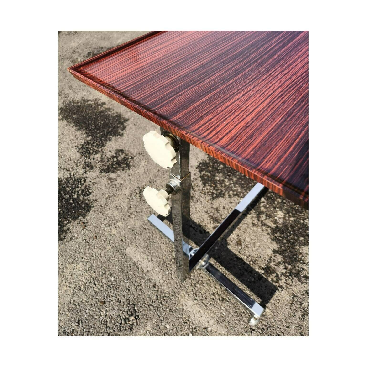 Bremshey & Co. Adjustable Side Table // Mid Century Modern Multipurpose Side Table // Chrome And Plywood Side Table // Made In West Germany photo Furniture