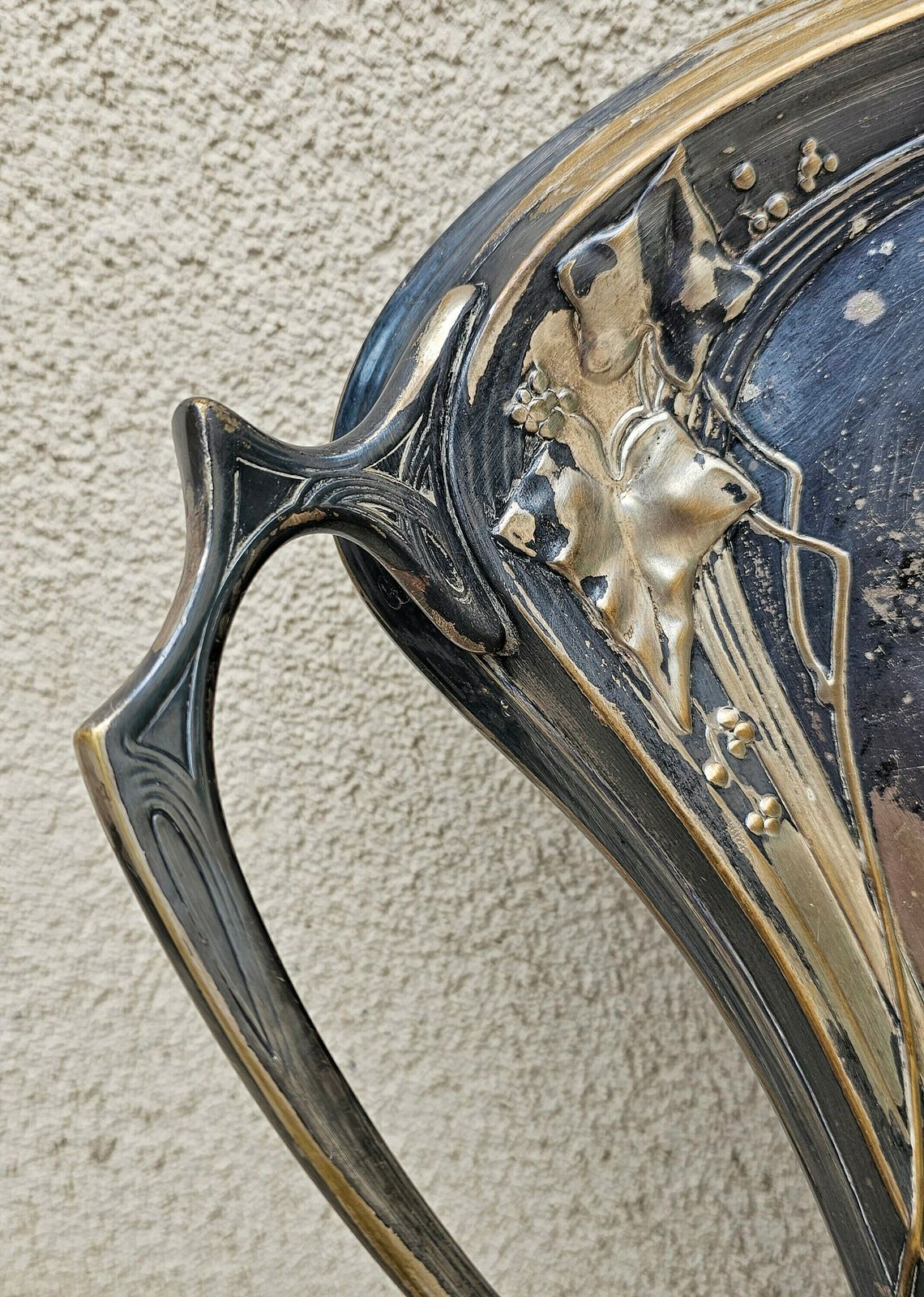 Extra Large Wmf Art Nouveau Silver Plated Waiter's Serving Tray With Floral Relief // Made In Germany In 1910s photo furniture