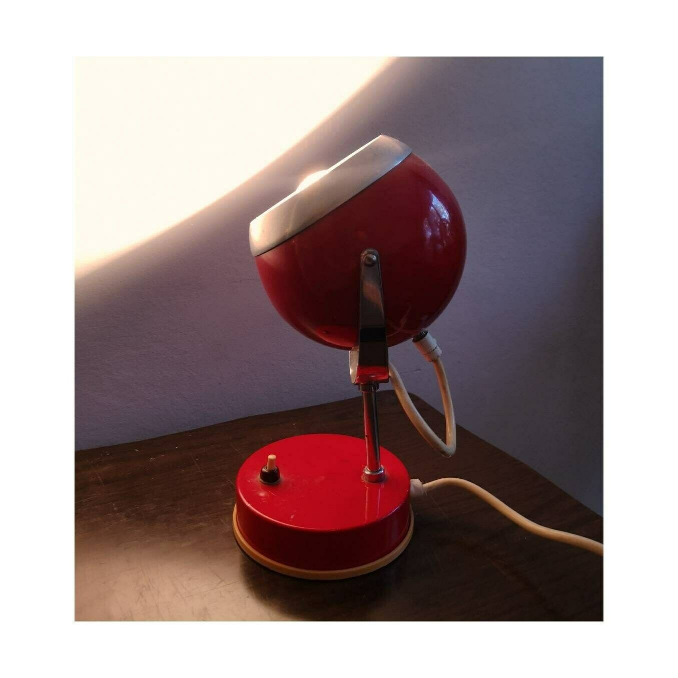 photo for sale Pair Of Space Age Eyeball Table Lamps // Red Eyeball Lamps // Pair Of Red Table Lamps // Space Age Lamps // Made In Yugoslavia In 1970s