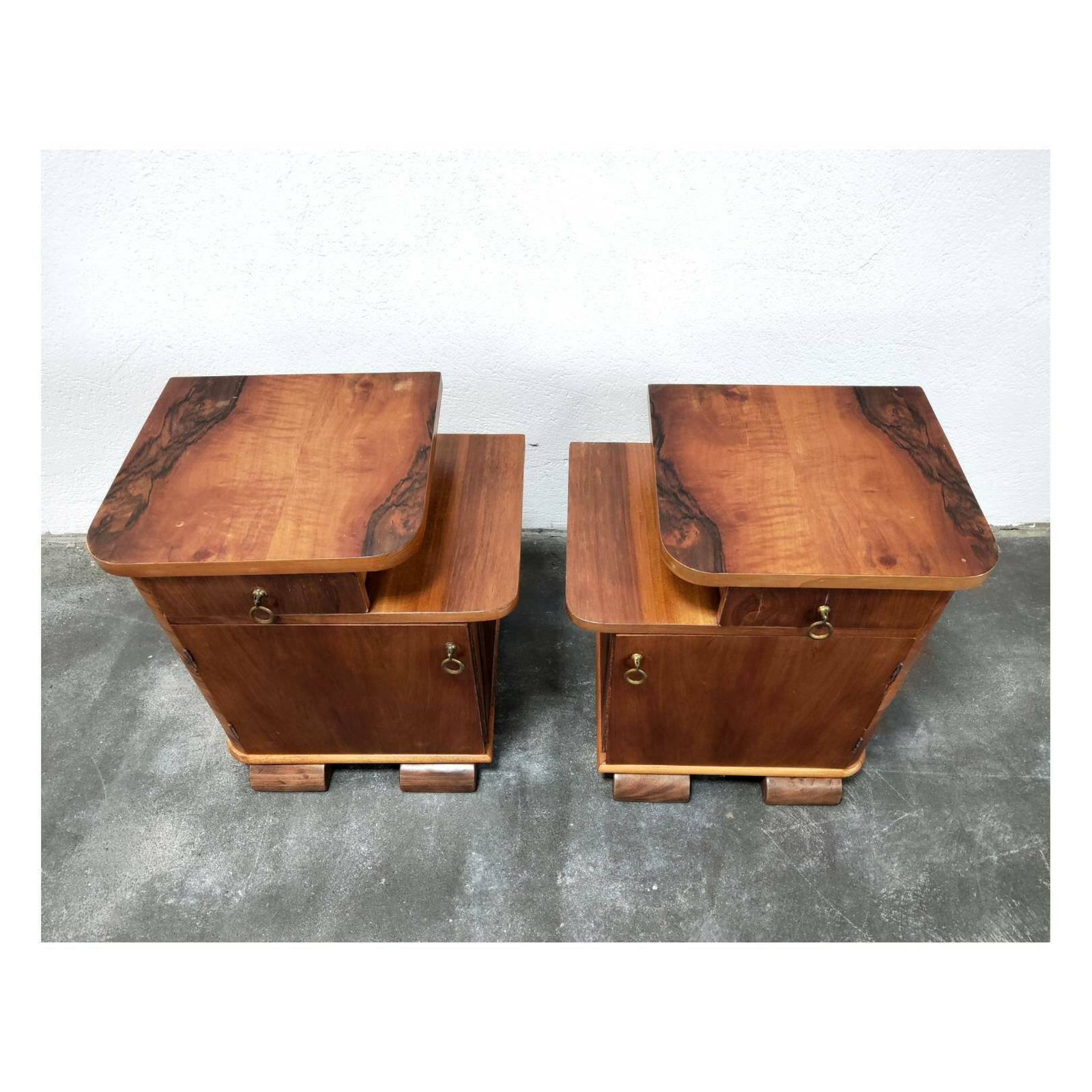 Pair Of Beautiful Art Deco Nightstands // Antique Bedside Tables // Pair Of Antique Bedside Cabinets // Made In Yugoslavia In 1930s photo buy