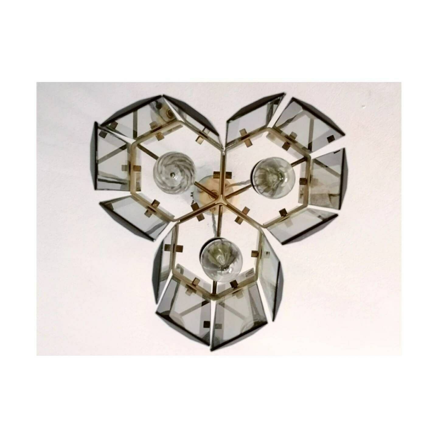 Fontana Arte Light Pendant And Pair Of Sconces // Fontana Arte Wall Lamps // Smoked Glass Pendant // Made In Italy In 1970s photo furniture