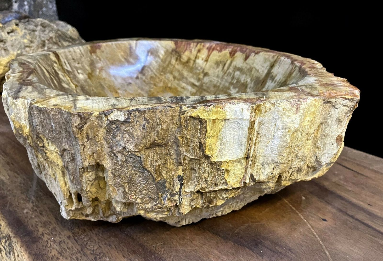 Petrified Wood Sink In Beige/ Brown/ Yellow Tones   Polished, Top Quality, Idn photo Home Decor