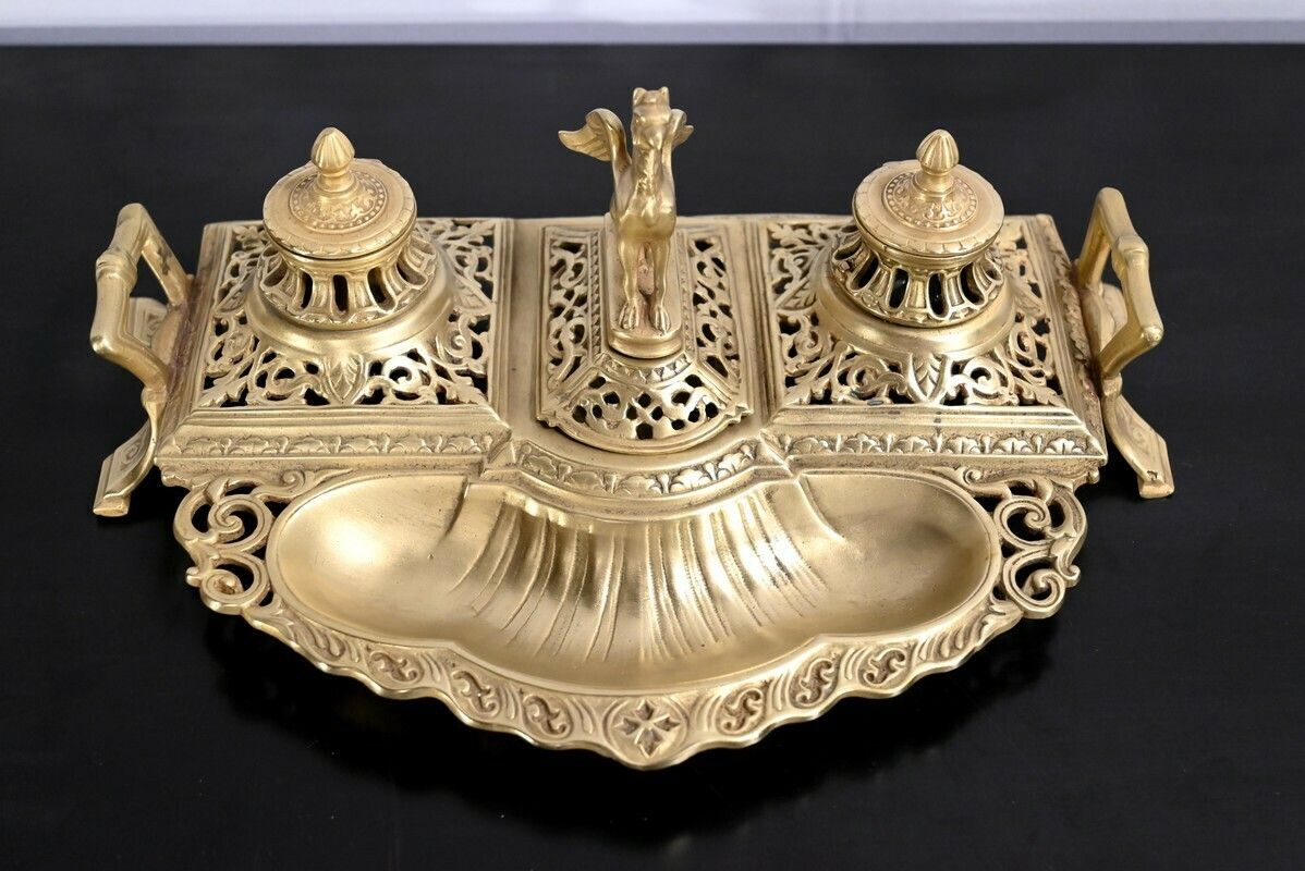 Gilt Bronze Inkwell – Late 19th Century photo Home Decor