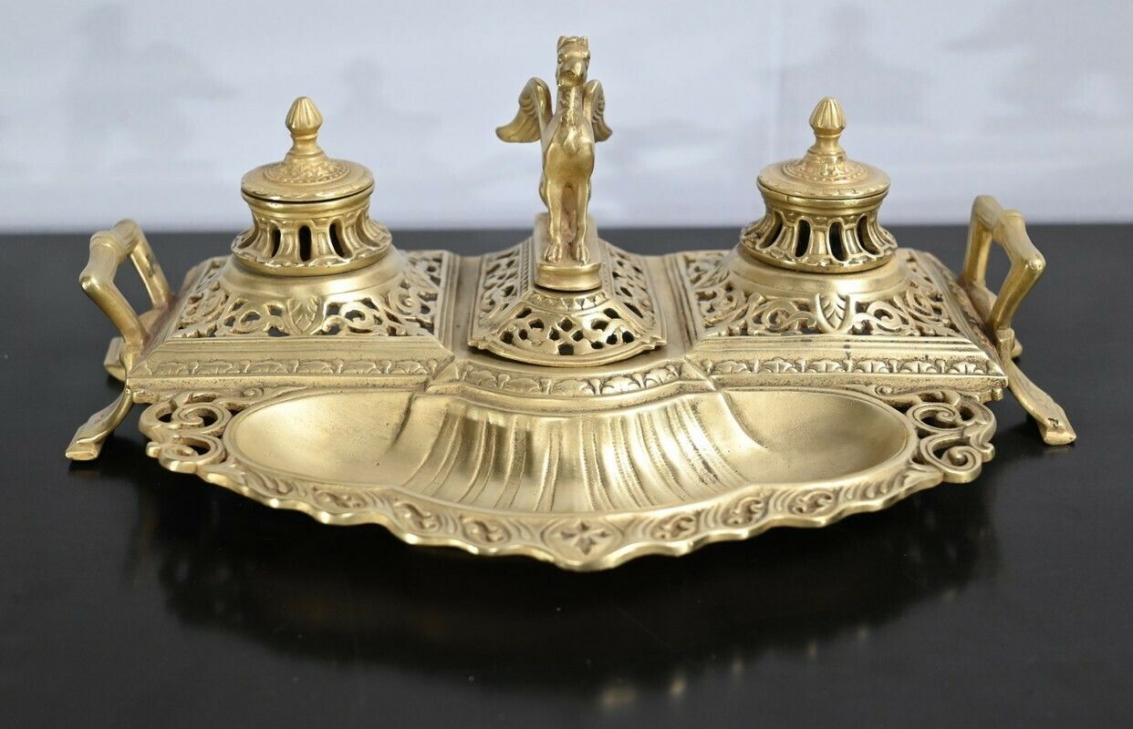 Gilt Bronze Inkwell – Late 19th Century photo 762.532258018