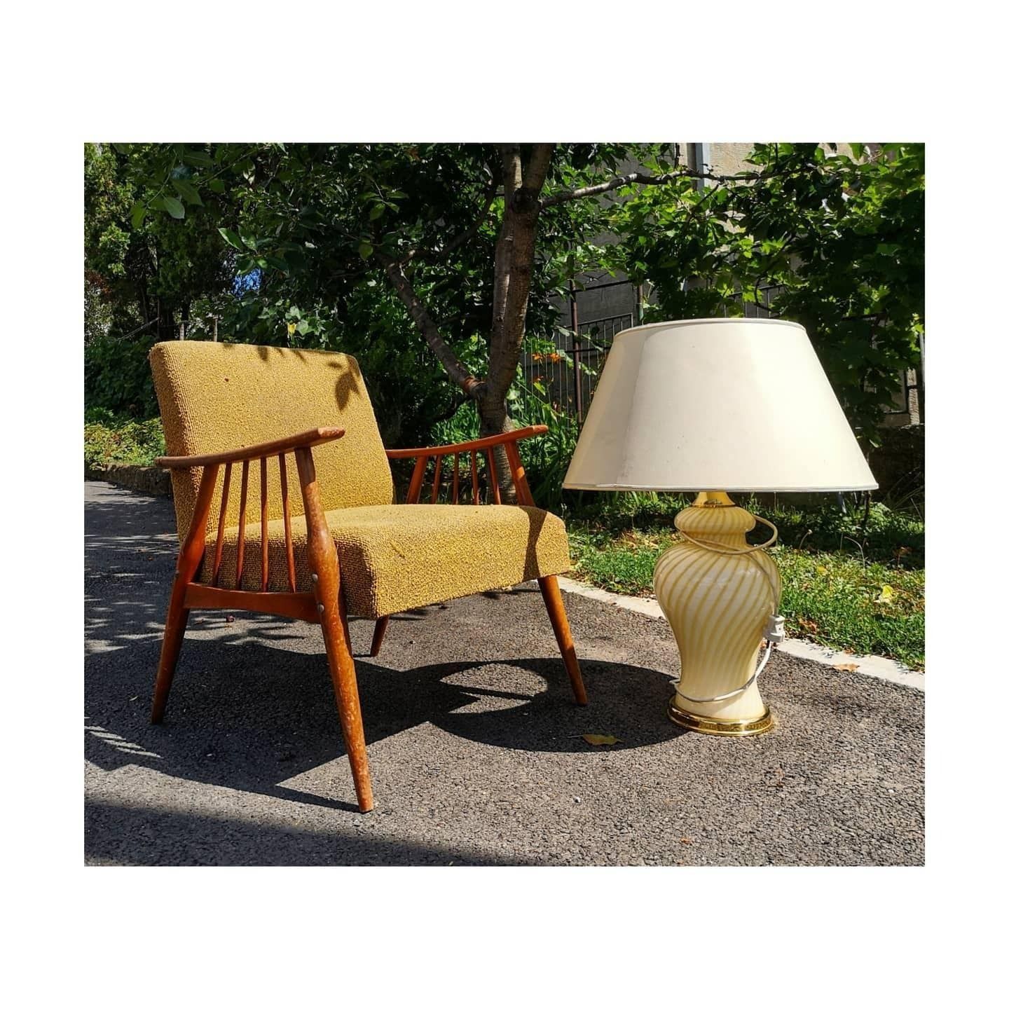 Paolo Venini Yellow Swirl Murano Glass Table Lamp // Murano Swirl Glass // Mid Century Modern Lamp // Made In Murano // Made In Italy 1960s