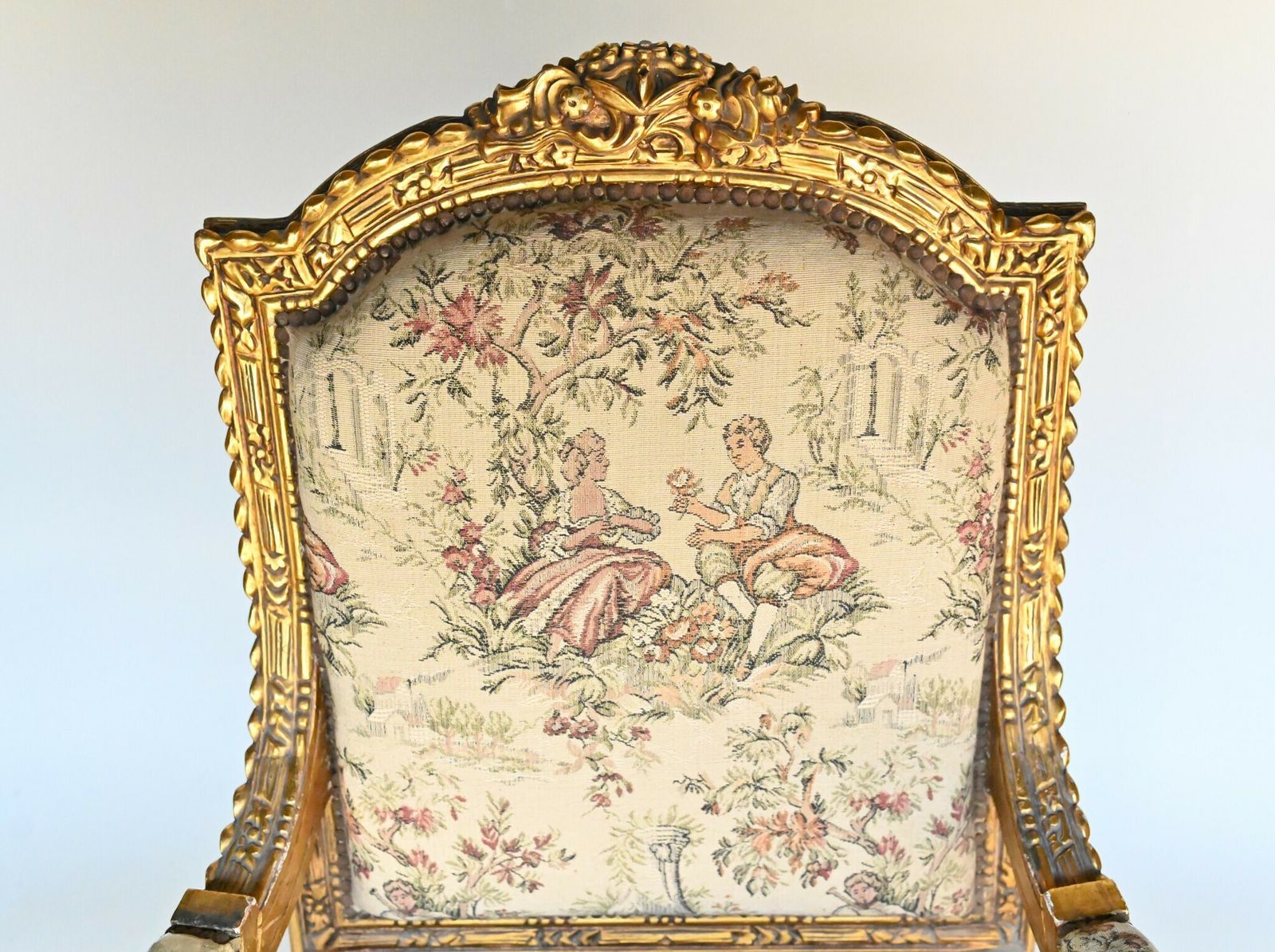 French Arm Chairs Gilt Seats Empire Hand Carved photo for sale
