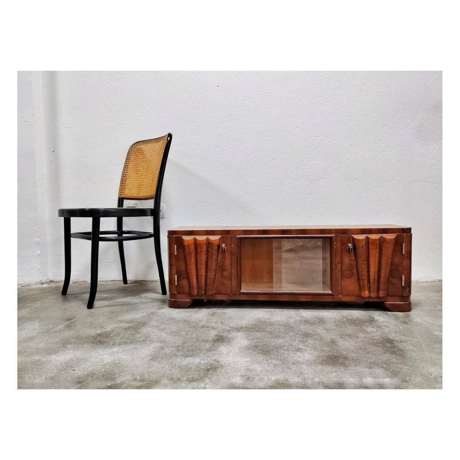 Low Art Deco Cabinet / Small Art Nouveau Credenza / Art Deco Display Cabinet / Antique Low Cabinet / Made In Yugoslavia / Art Deco Console
