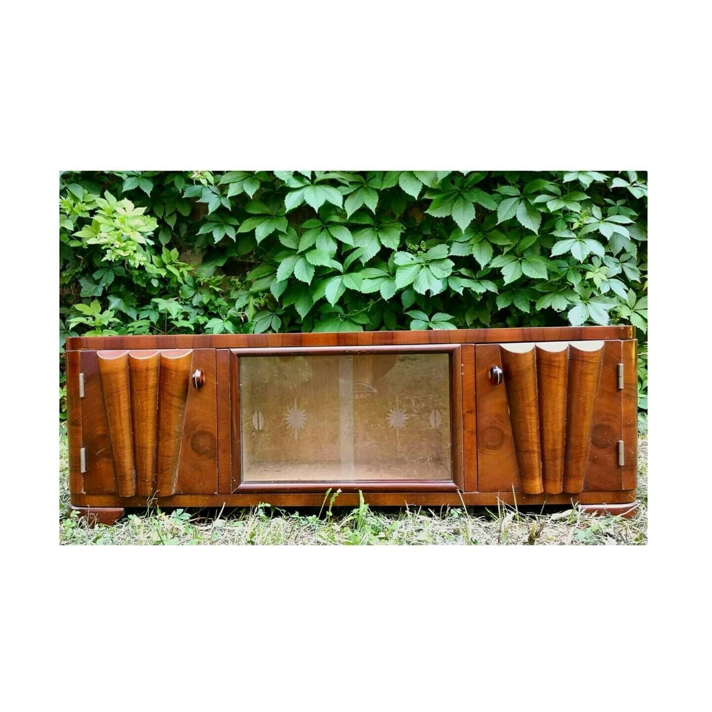 photo for sale Low Art Deco Cabinet / Small Art Nouveau Credenza / Art Deco Display Cabinet / Antique Low Cabinet / Made In Yugoslavia / Art Deco Console