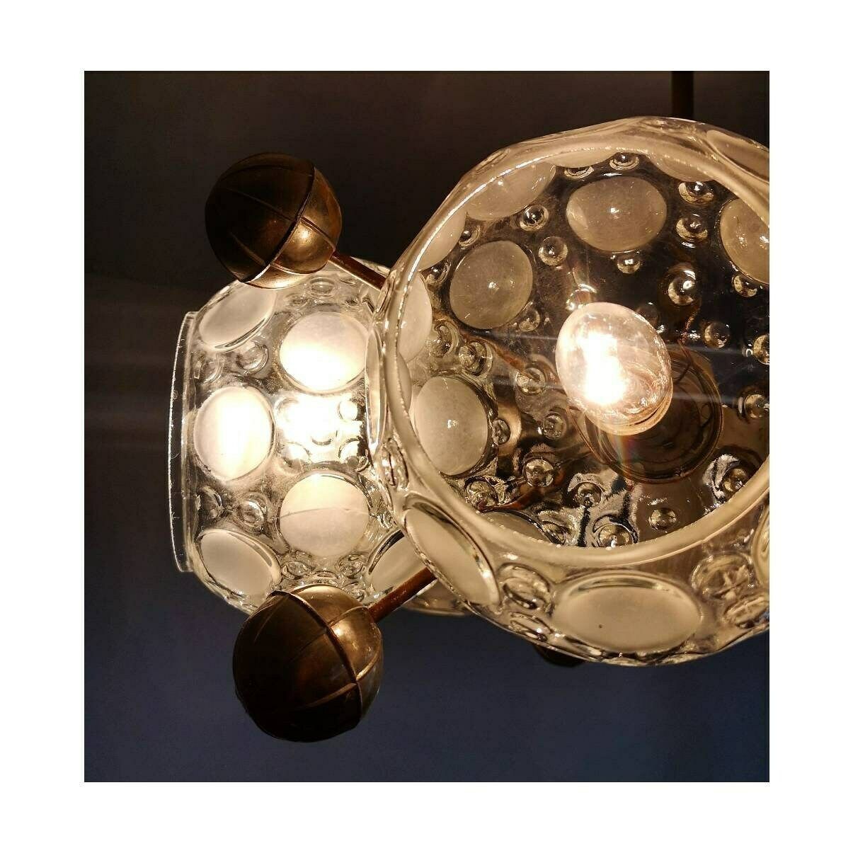 Sputnik Chandelier With 6 Lights In Thick Relief Glass / Space Age Chandelier In Chrome And Glass / Atomic Age Chandelier / Made In Germany photo 750.0