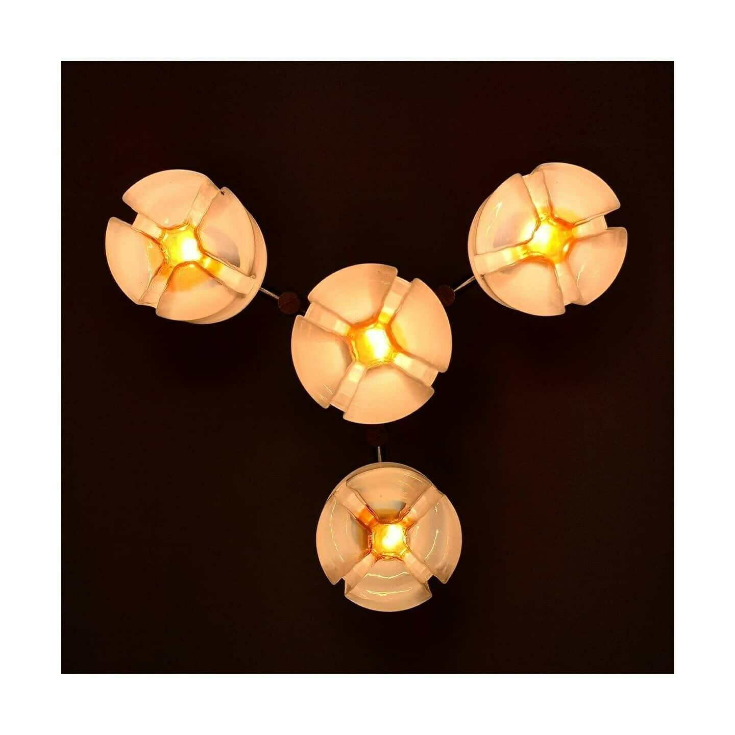 1970s Mazzega Chandelier // Mid Century Modern Chandelier With Murano Cylinder Glass Shades // Made In Italy photo Lighting