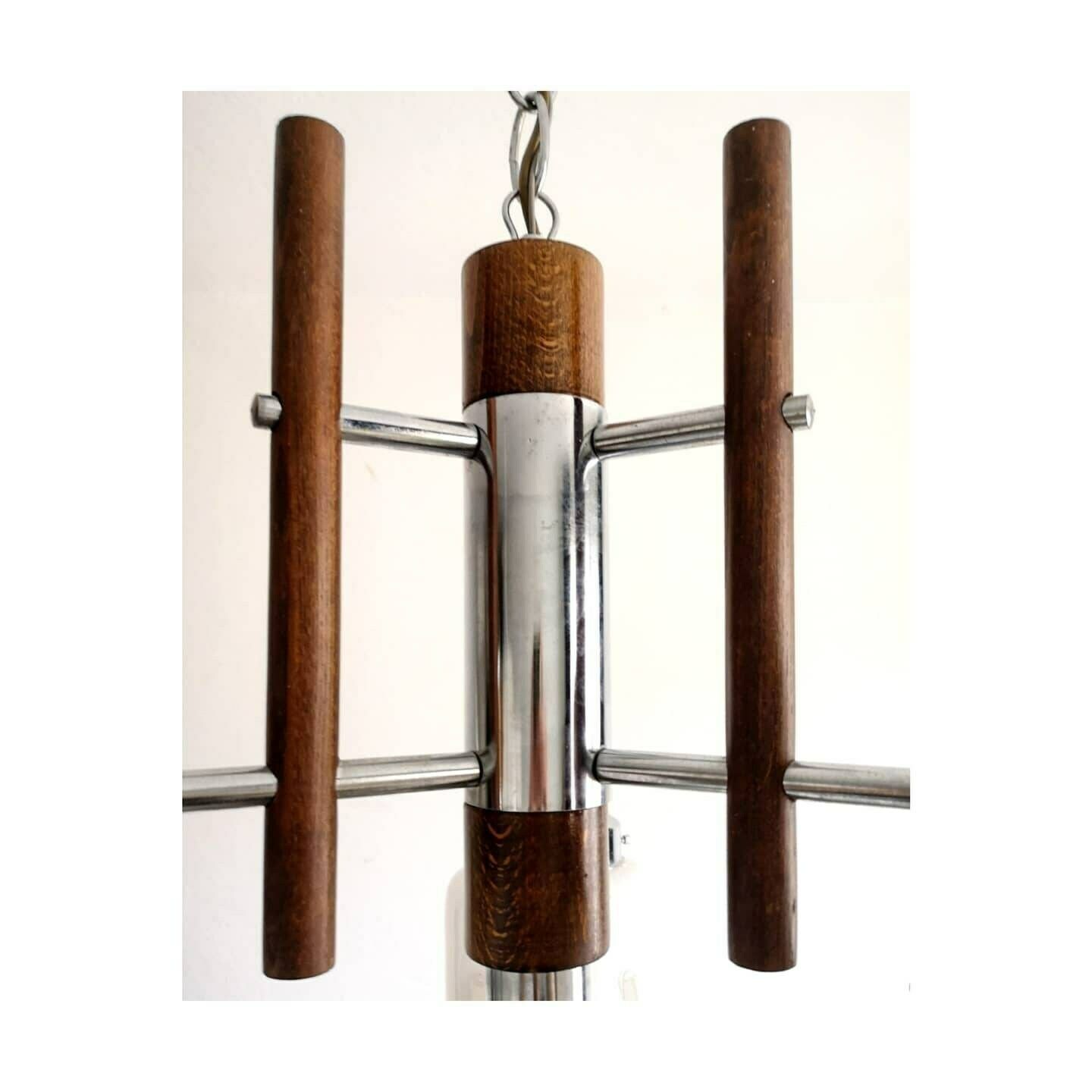 photo furniture 1970s Mazzega Chandelier // Mid Century Modern Chandelier With Murano Cylinder Glass Shades // Made In Italy