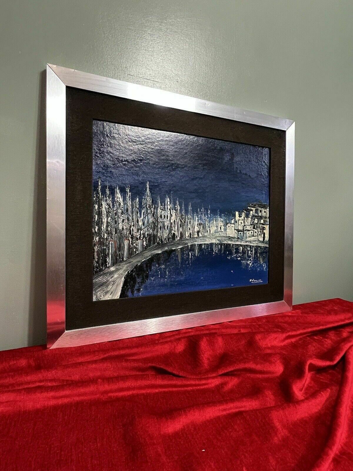 photo buy Italian Abstract Impressionist Architectural Night Lit View By P Venditti
