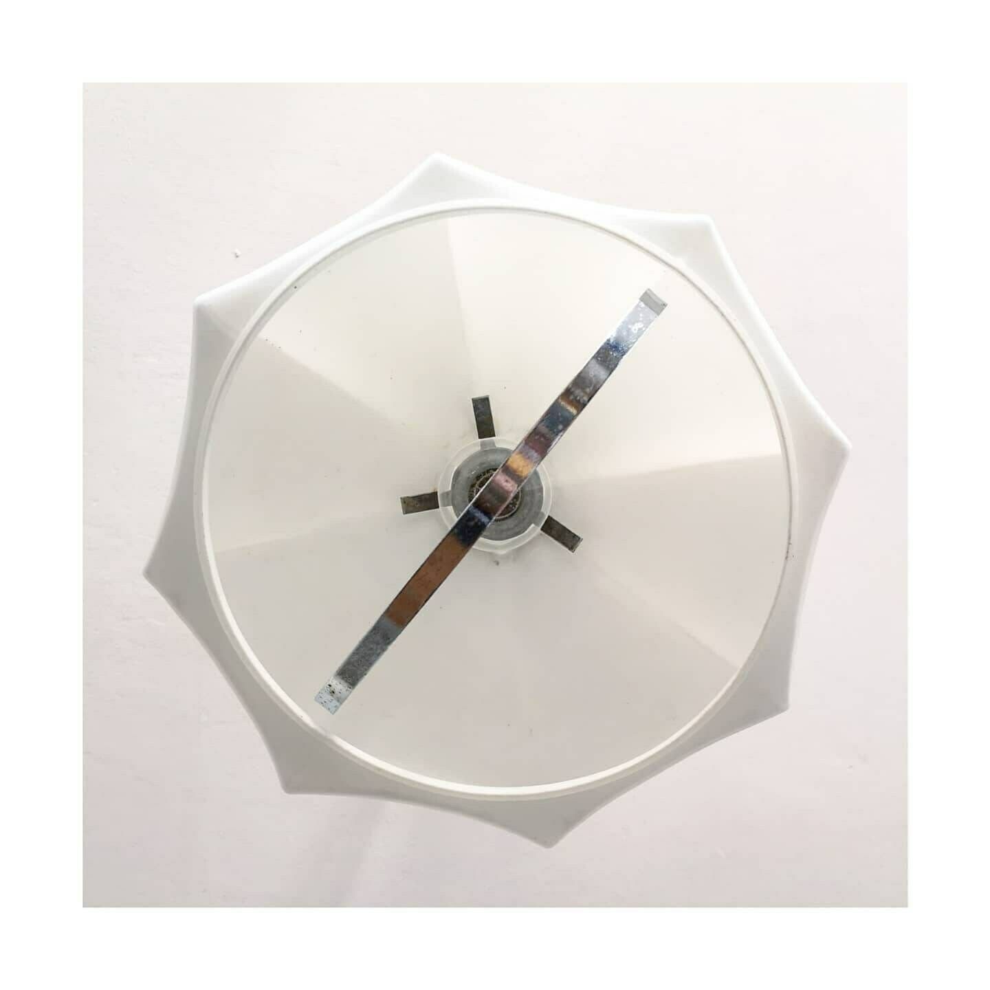 1970s Space Age Octagonal Pendant With Opaline Glass // Vintage Atomic Age Light Pendant // Made Ib Yugoslavia photo vinterior