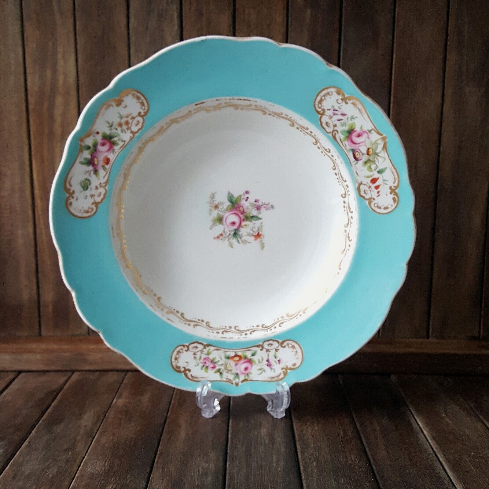 Society Of Arts Rare Coalport Feltspar Antique Turquoise Plate/Dish C1820