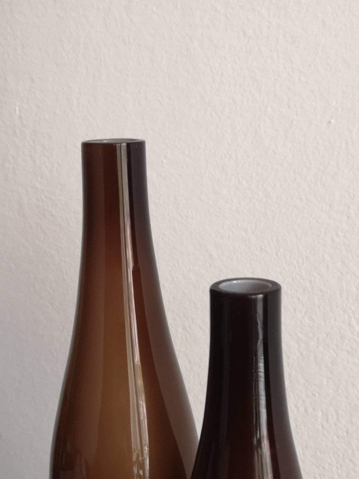 Set Of Rare Vintage Handmade Brown Murano Glass Vases // Mid Century Modern Vases // Murano Glass photo for sale