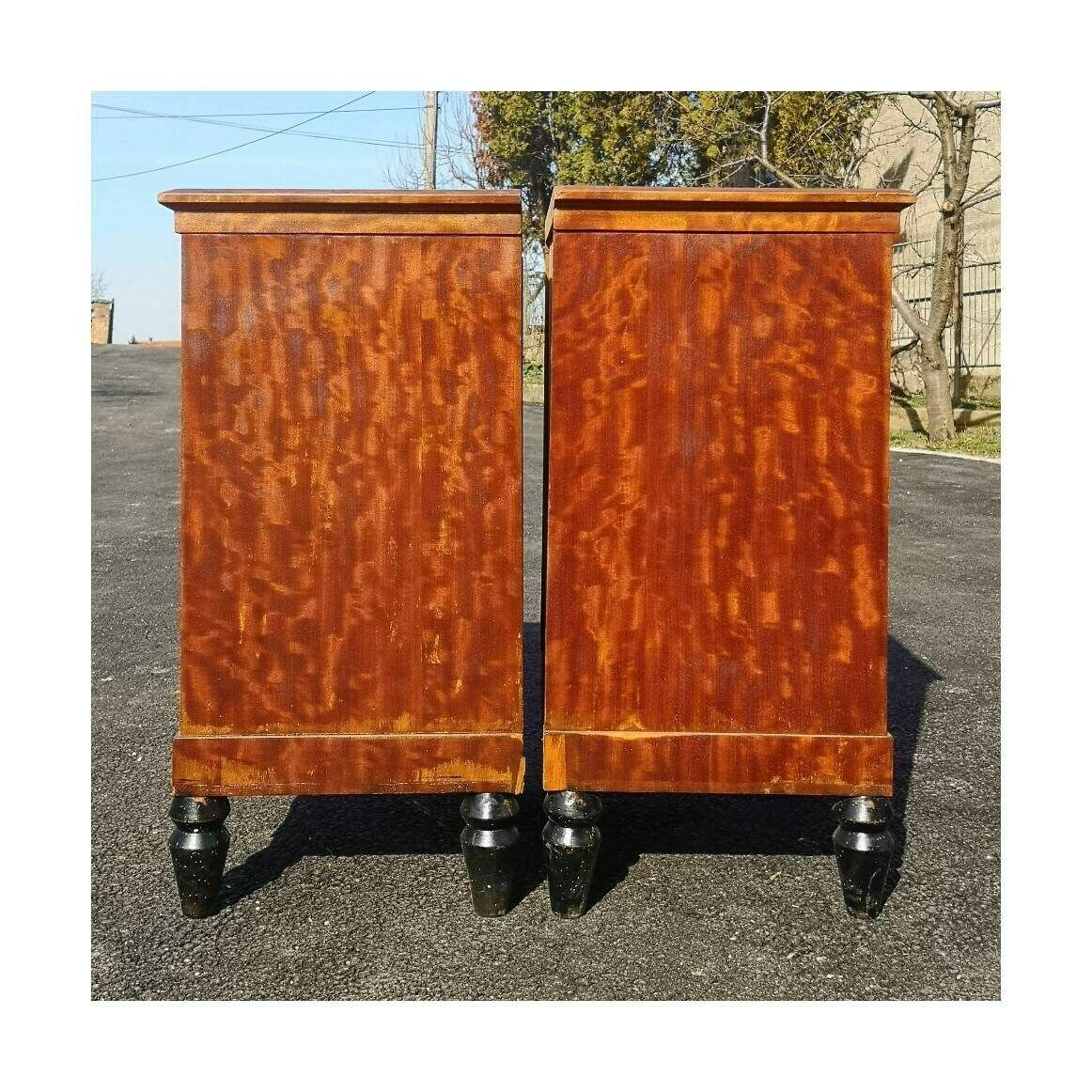 A Pair Of Early 20th Century  Antique Bed Nightstands // Vintage Bedside Tables // Made In France photo Furniture