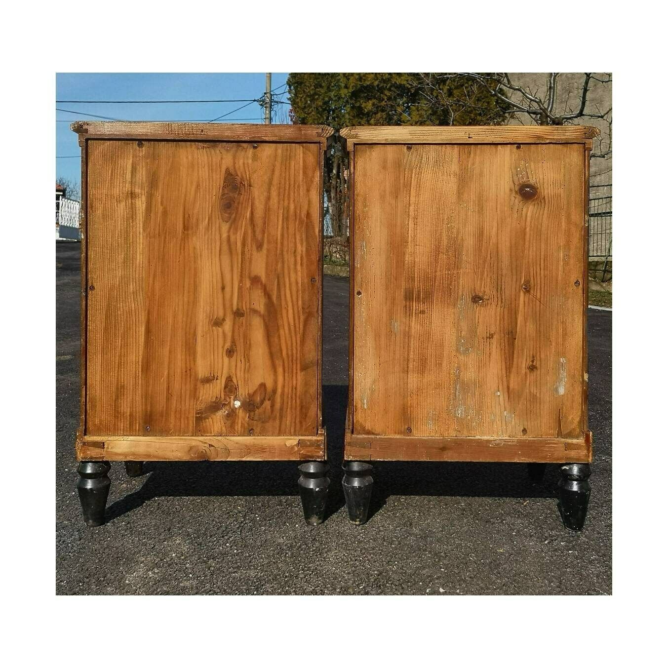 A Pair Of Early 20th Century  Antique Bed Nightstands // Vintage Bedside Tables // Made In France photo vinterior