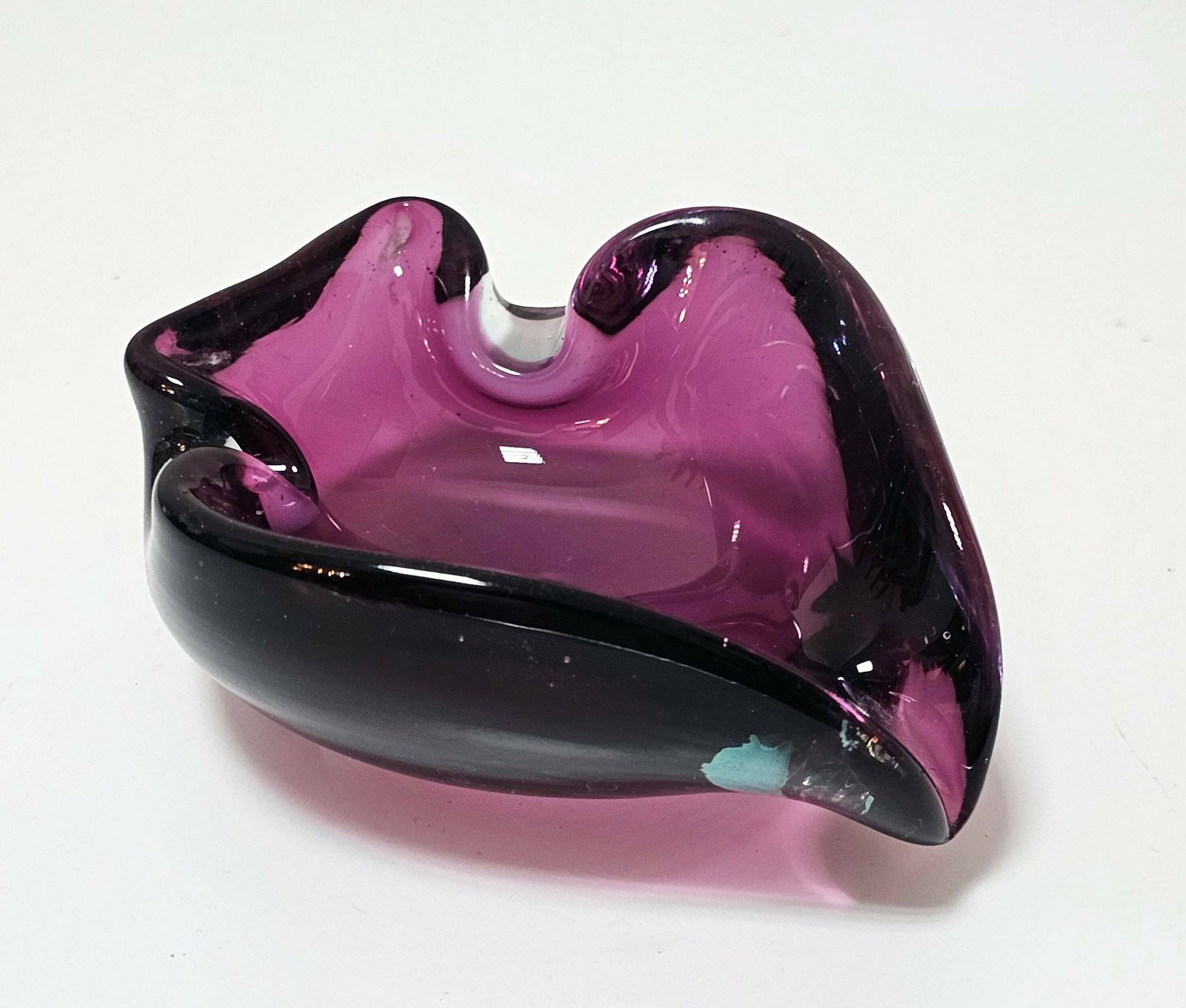 Mid Century Modern Murano Glass Ashtray In Purple Glass Mouthblown Murano Glass Vintage Ashtray Made In Italy In 1960s