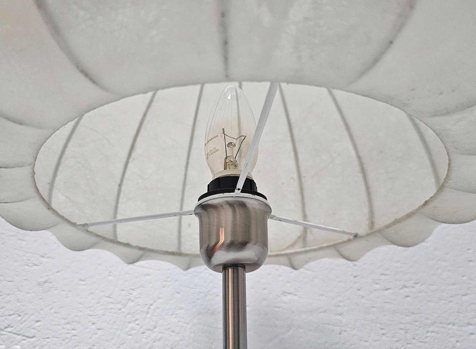 photo furniture Mid Century Modern Cocoon Table Lamp In Style Of Castiglioni With Touch Sensor For 3 Levels Of Light Intensity Made In Italy In 1970s