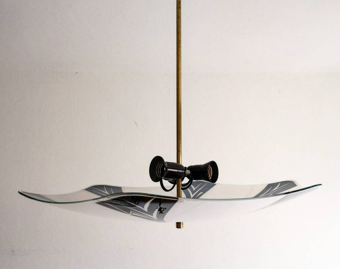 1950s Napako Elegant Light Pendant // Vintage Umbrella Shaped Hanging Lamp // Vintage Ceiling Lamp Made In Czechoslovakia photo vintage