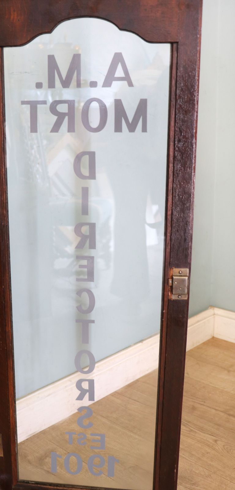 photo buy A Lovely Art Deco Styled Cabinet Sign Written With The Details Of A Funeral Directors.