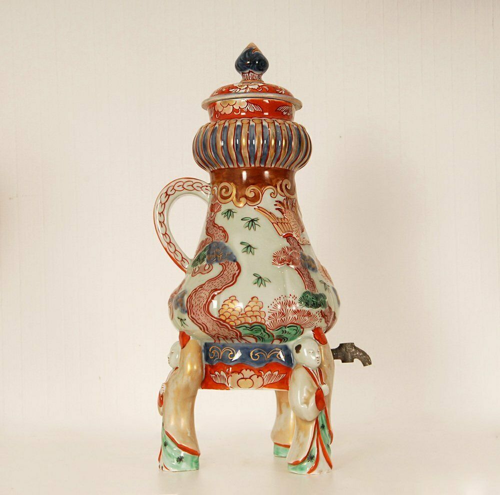 Antique Japanese Ceramic Coffee Pot In Porcelain Arita By Samson Paris, 1600s photo Home Decor