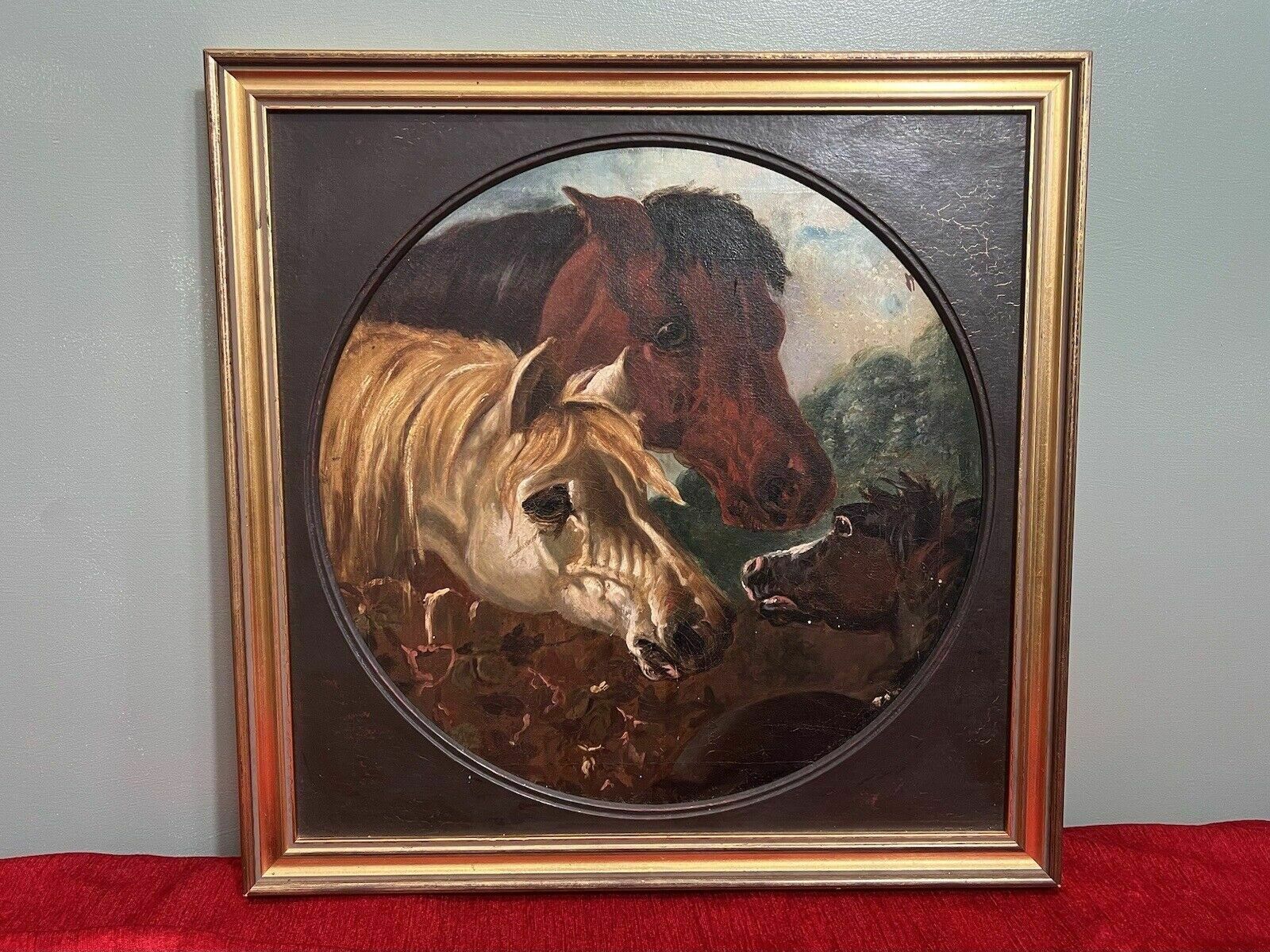 Fine Art 19th Century Trio Of Horses Attributed To John Frederick Herring photo furniture