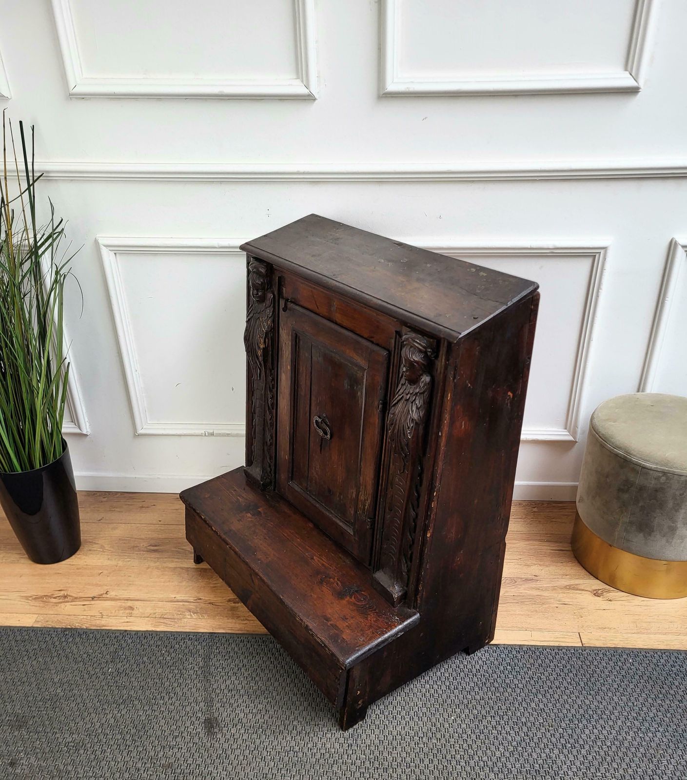 Antique Italian Carved Walnut Oratoire Prie Dieu Prayer Kneeler photo vinterior