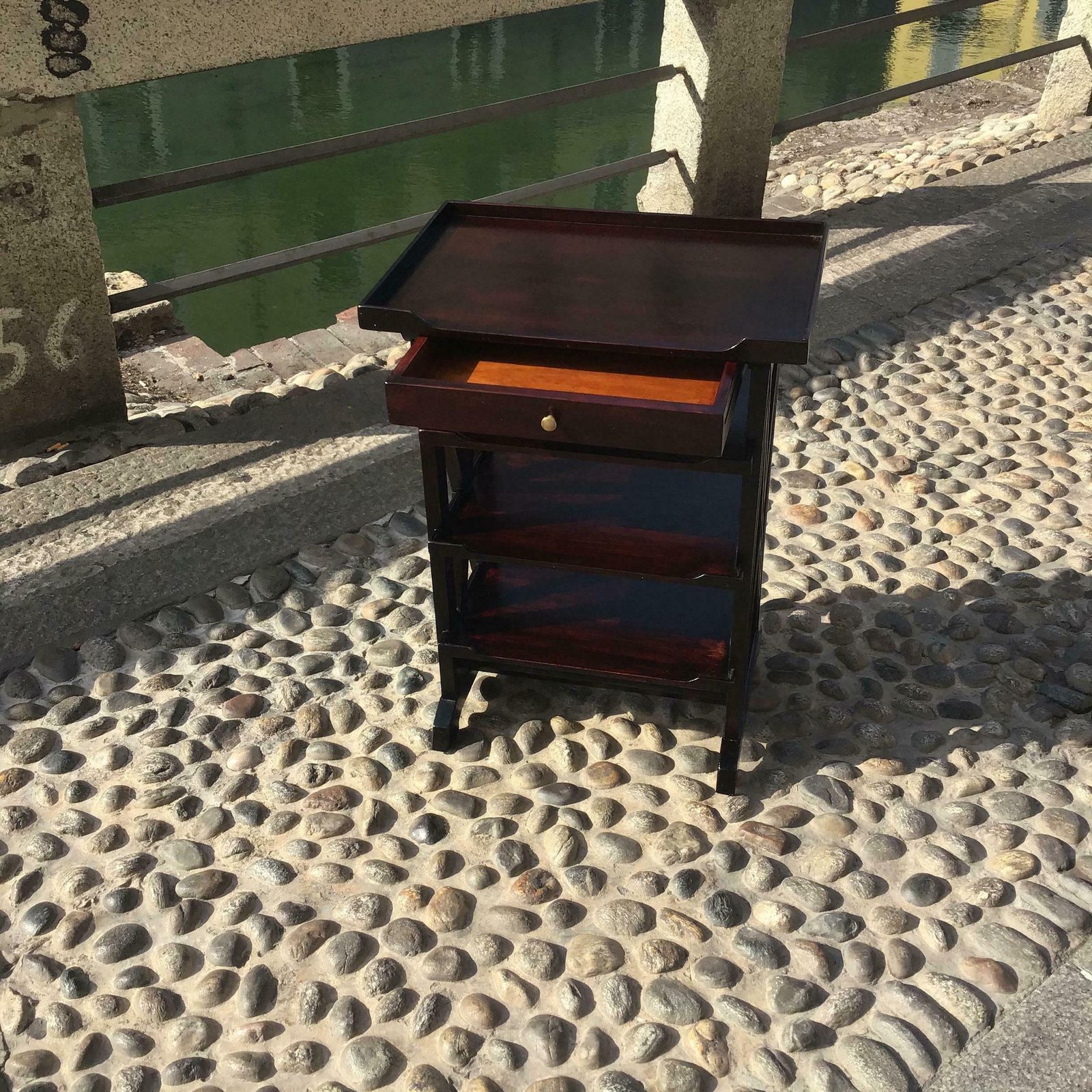 photo vintage Bbpr Rare Wooden Coffee Table "Ramino" Brass 1950 Italy