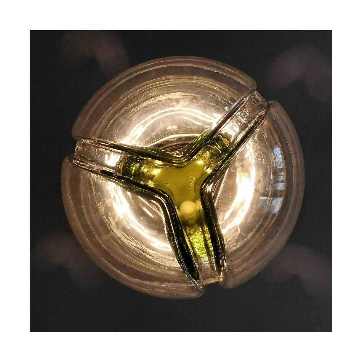 1960s Mazzega Pendant // Mazzega Pendant With Murano Glass // Mid Century Modern Green Mazzega Chandelier // Made In Italy photo vintage