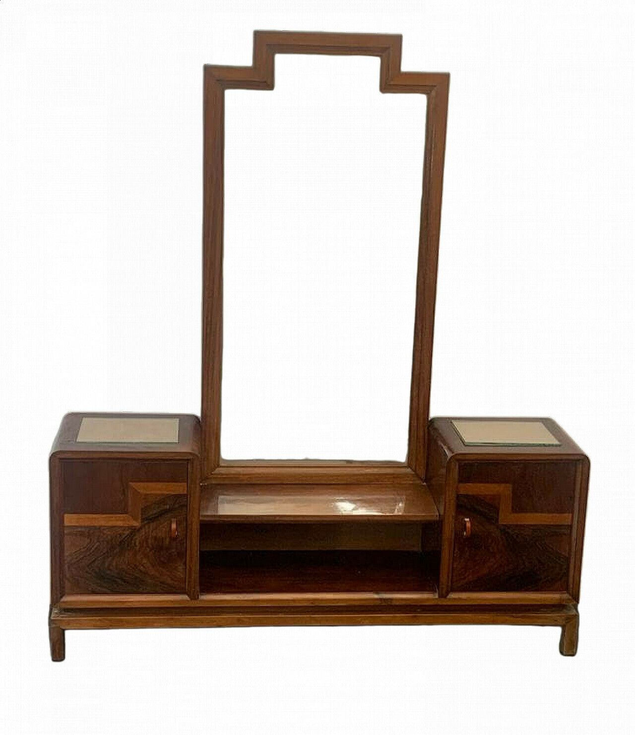 Walnut, Walnut Root And Maple Vanity Mirror, 1930s