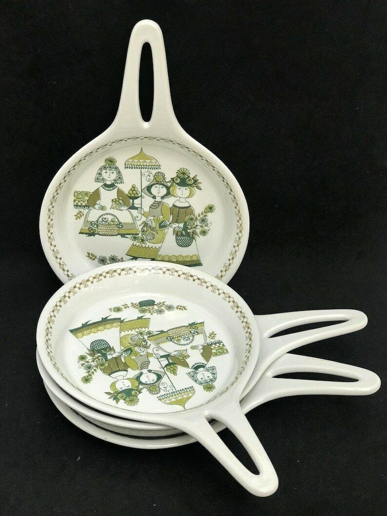 Figgjo Flint 4 Plates With Handle Market Turi Scandinavian Design Fondue Raclette Norwegian photo Home Decor