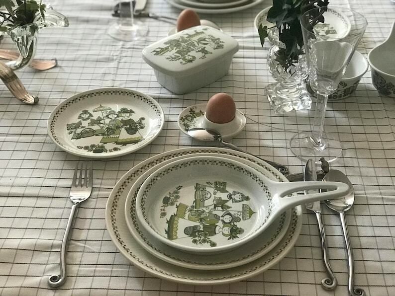 Figgjo Flint 4 Plates With Handle Market Turi Scandinavian Design Fondue Raclette Norwegian photo 172.0