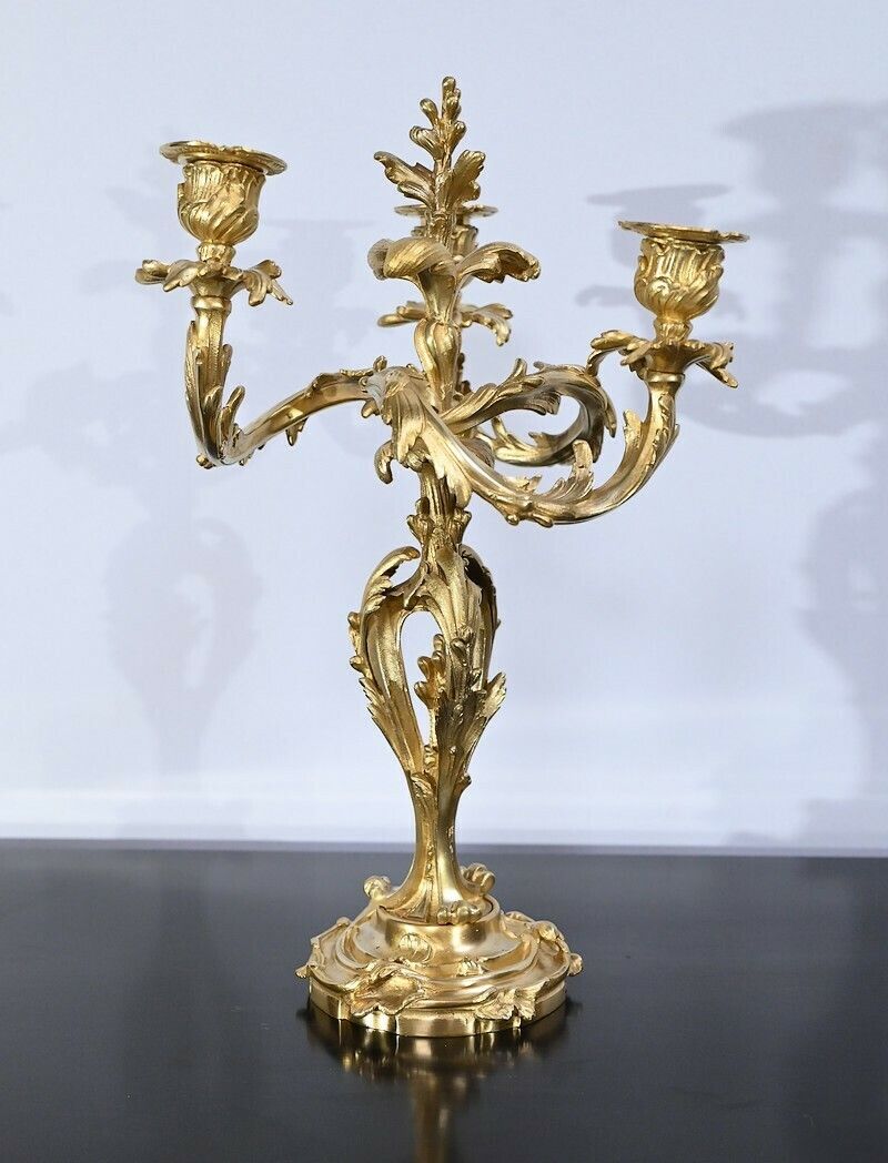 Pair Of Gilt Bronze Candelabra, Louis XV Style – Late 19th Century photo 2142.4