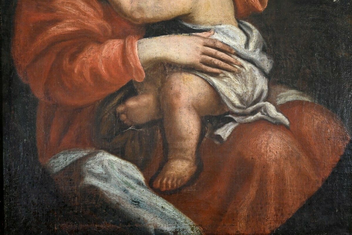 photo furniture Oil Painting “Madonna And Child”, 19th Century School – Late 19th Century
