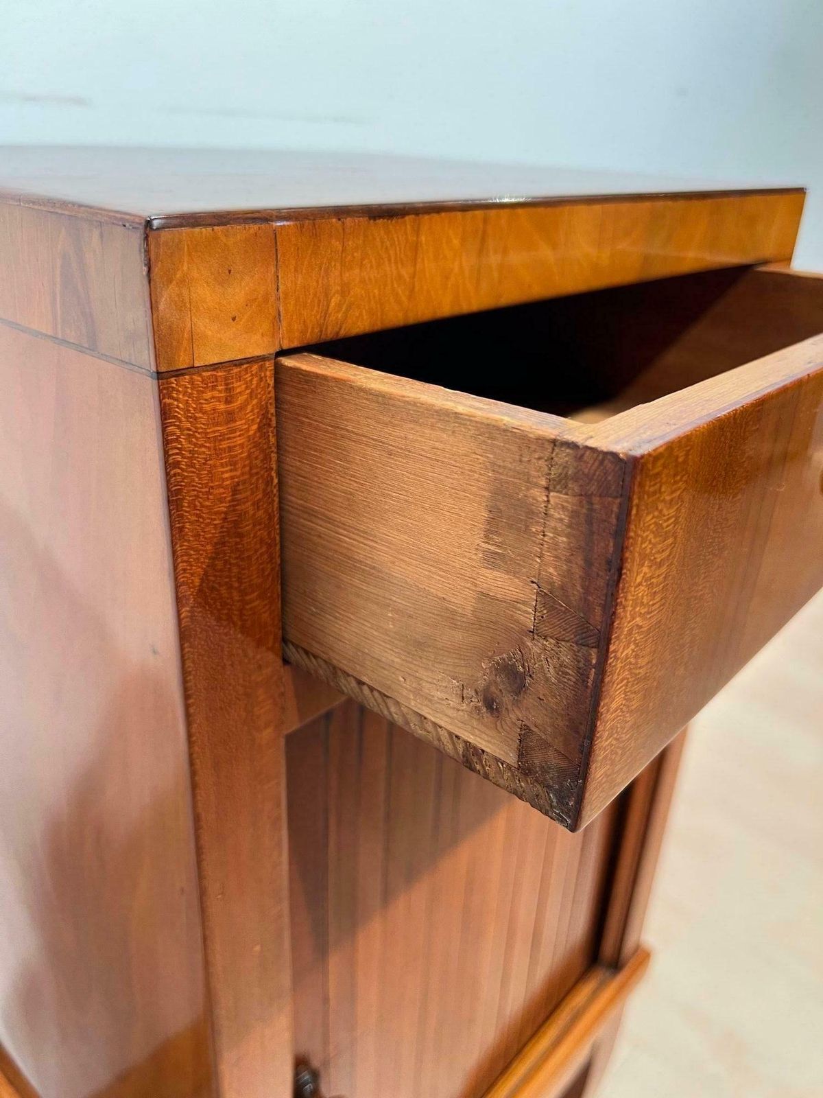 1824.0 Biedermeier Pillar Cabinet, Cherry Veneer, South Germany Circa 1820 photo