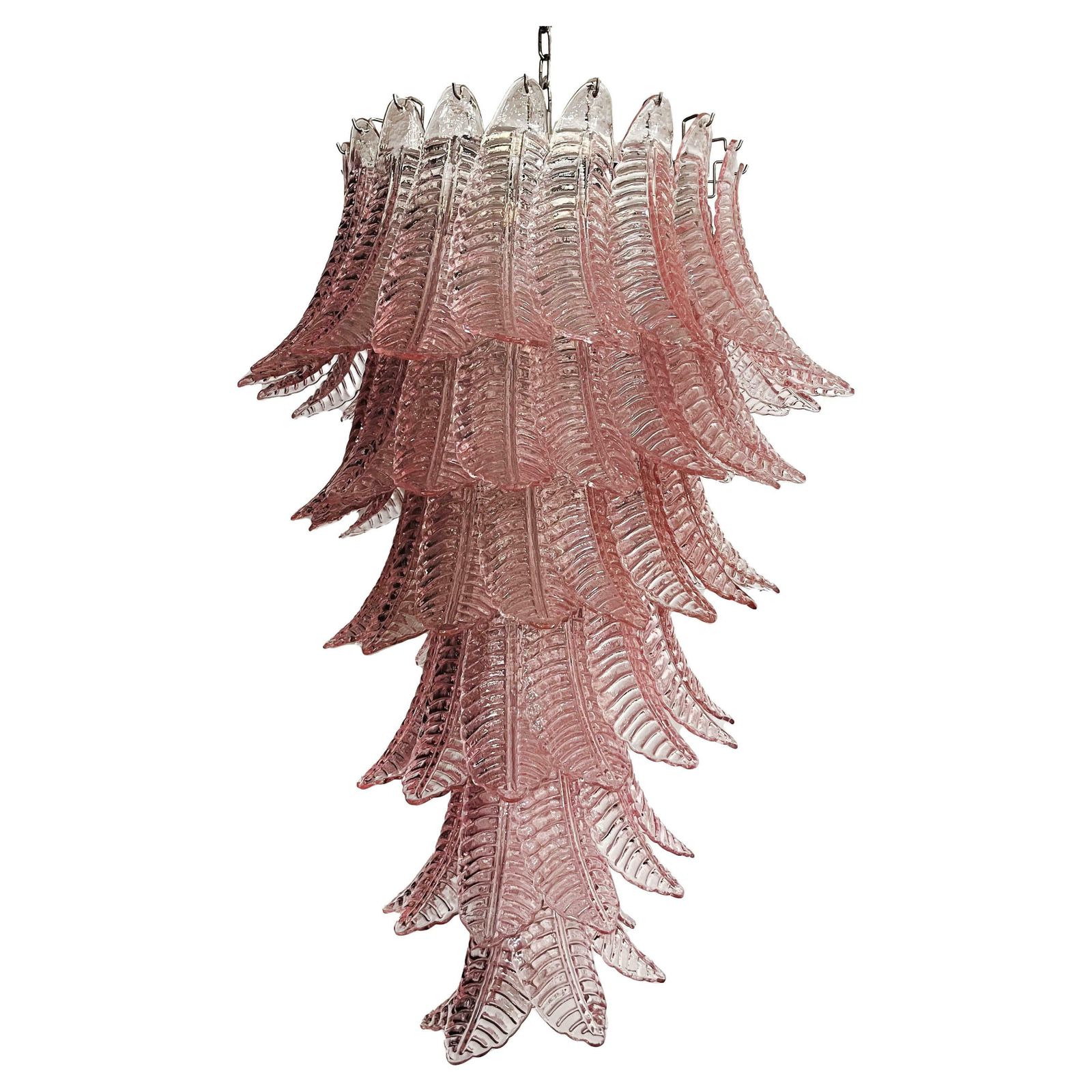 Majestic Italian Murano Felci Glass Spiral Chandelier   83 Pink Glasses