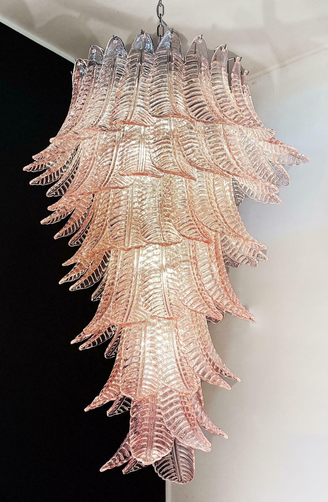 photo for sale Majestic Italian Murano Felci Glass Spiral Chandelier   83 Pink Glasses
