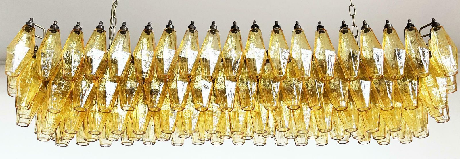 Gorgeous Murano Poliedri Chandelier   Carlo Scarpa Style   138 Amber Glasses photo for sale