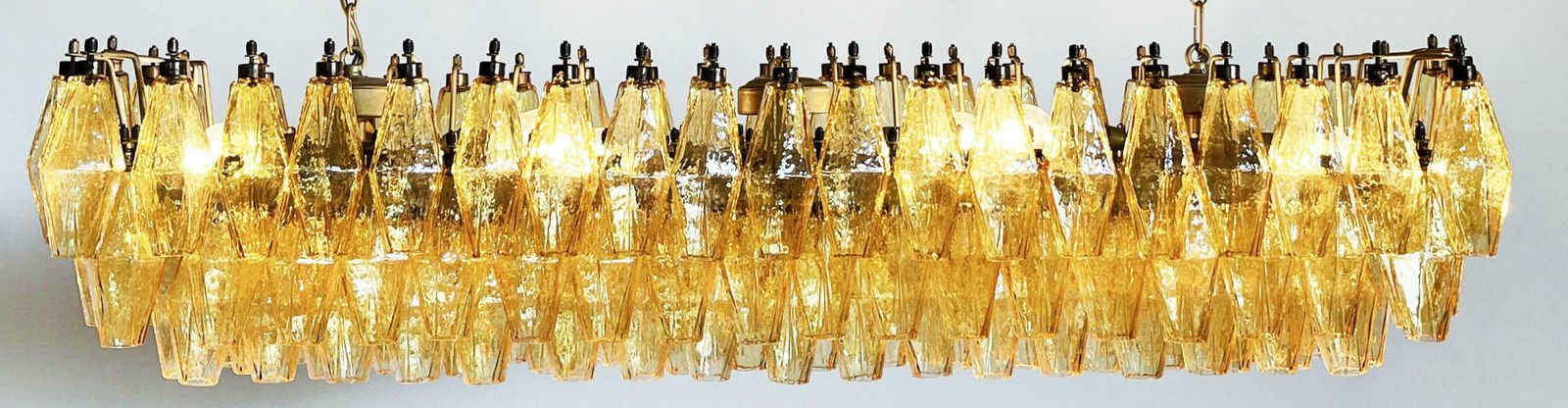 Gorgeous Murano Poliedri Chandelier   Carlo Scarpa Style   138 Amber Glasses photo vinterior