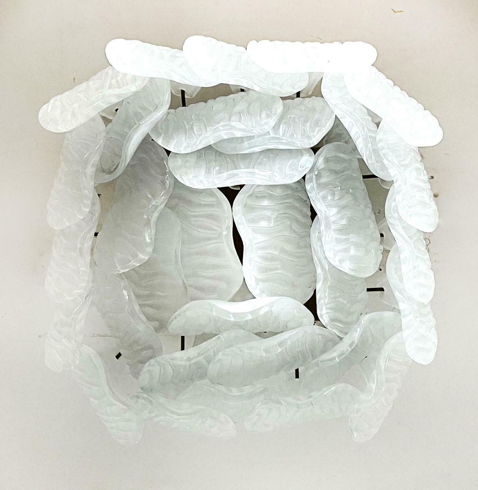 photo vintage Wonderful Murano Ceiling Lamp   Frosted Carved Glass Leaves Us$1,525.04per Item